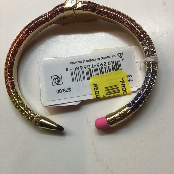 Betsey Johnson New Multicolored Pave Pencil Hinged Cuff Bracelet - Picture 1 of 3